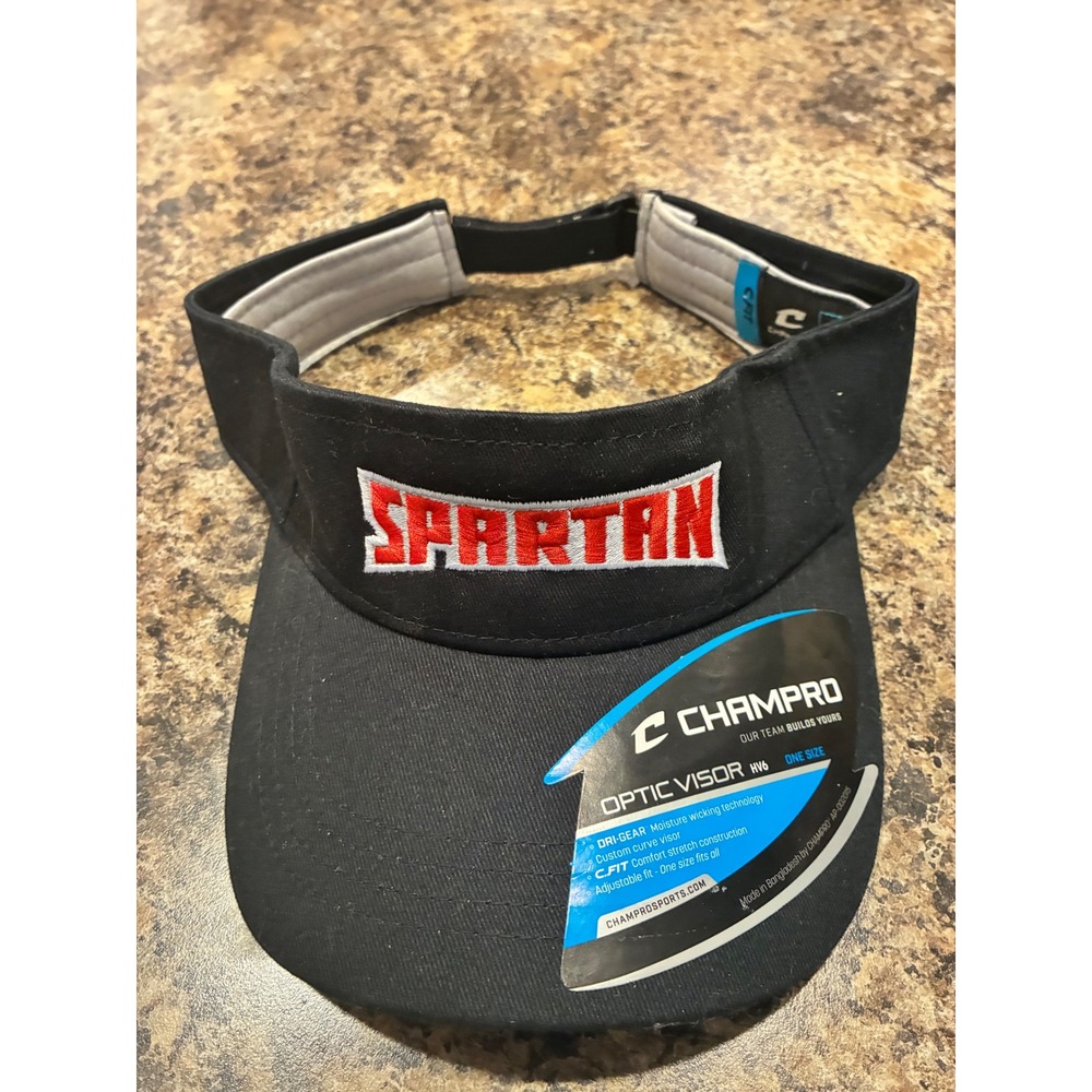 Champro Optic Visor HV6 Spartan Embroidered Black Athletic Adjustable Hat NWT